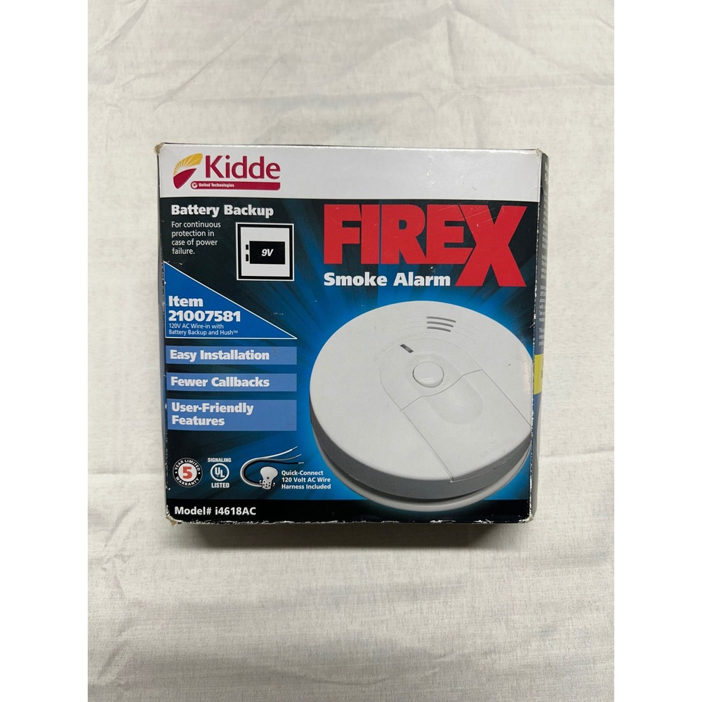 Kidde Firex Smoke Alarm 120V AC Wire-In with 9V Battery Backup i4618AC